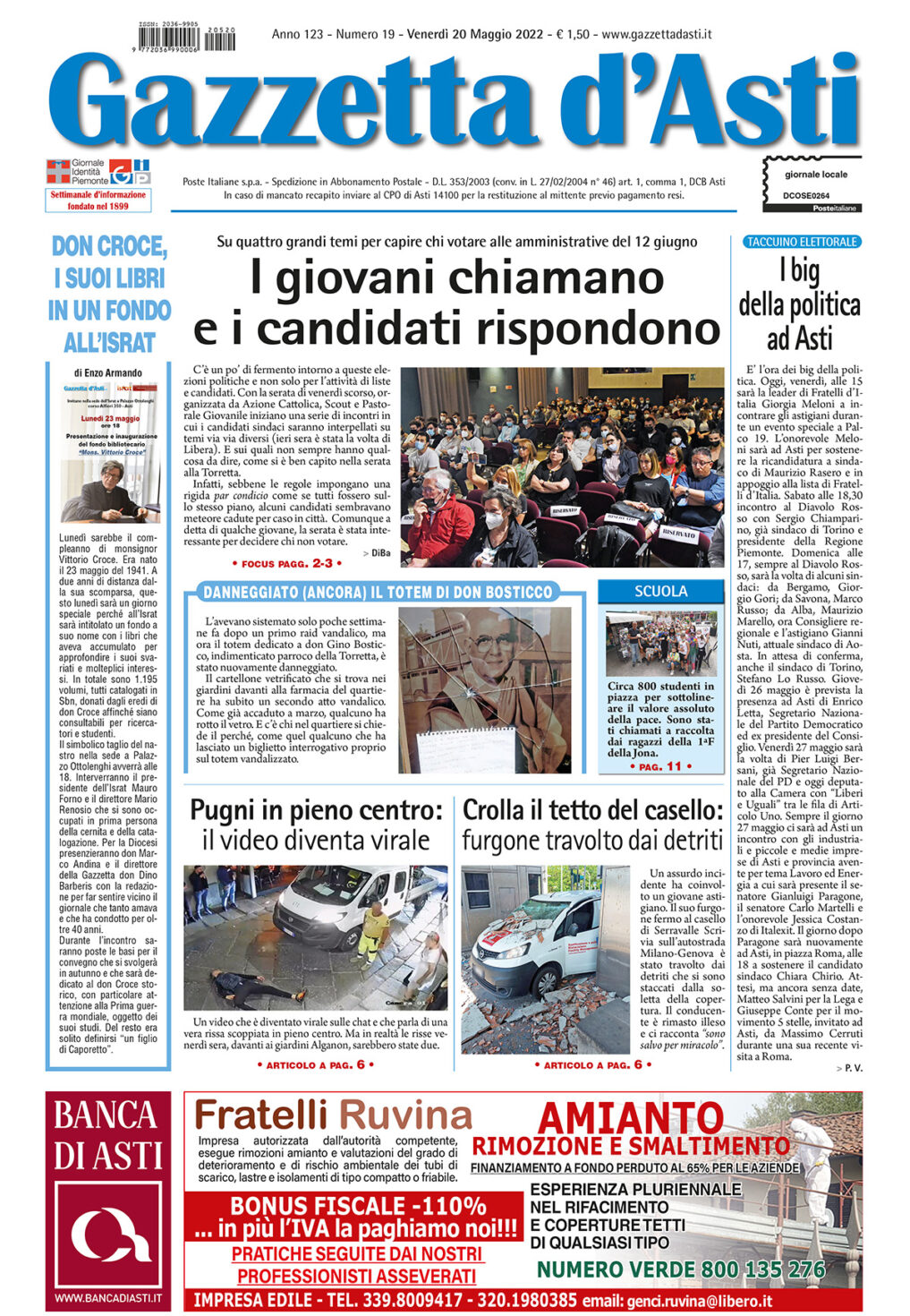 Prima pagina – 20 maggio 2022