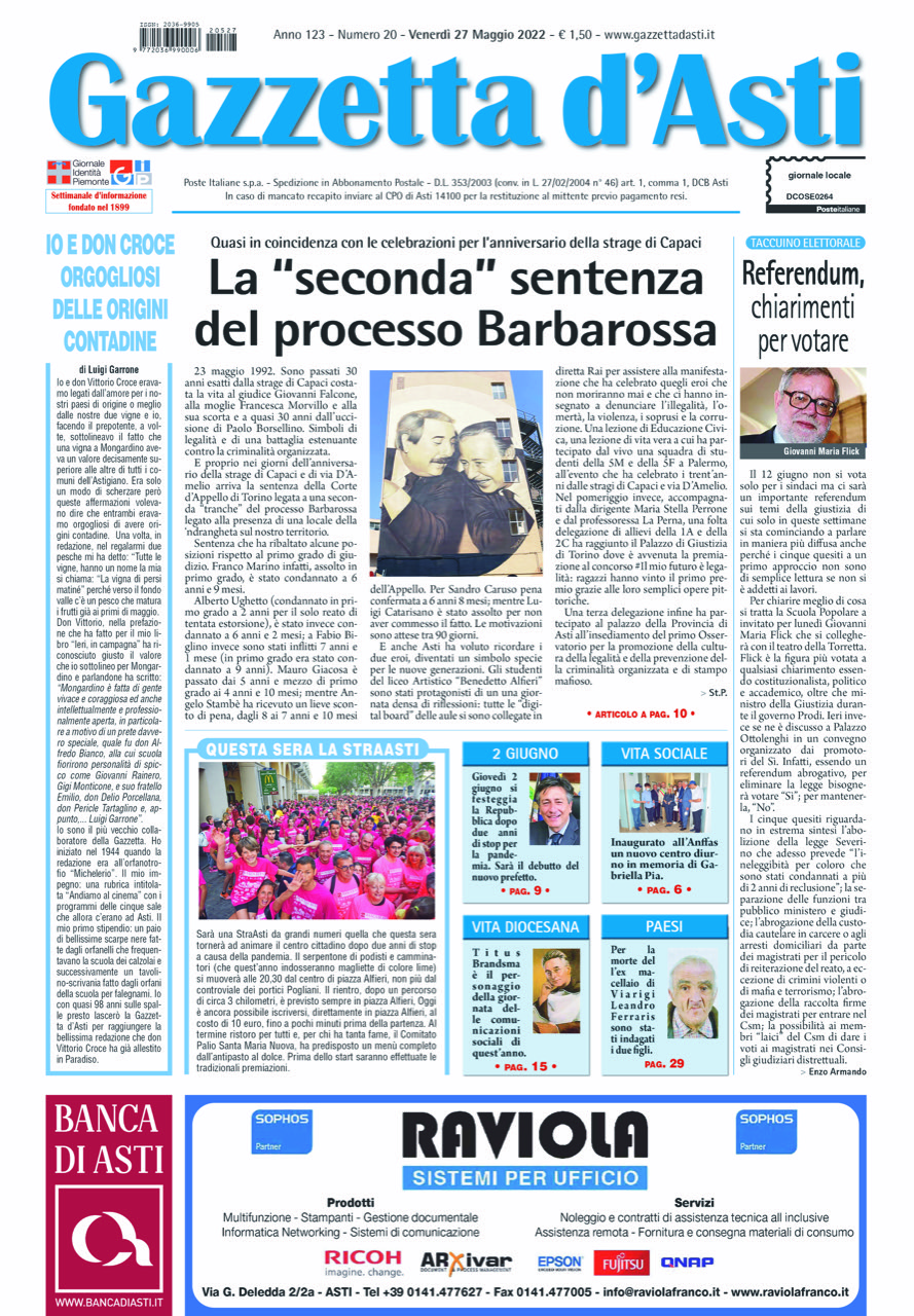 Prima pagina – 27 maggio 2022