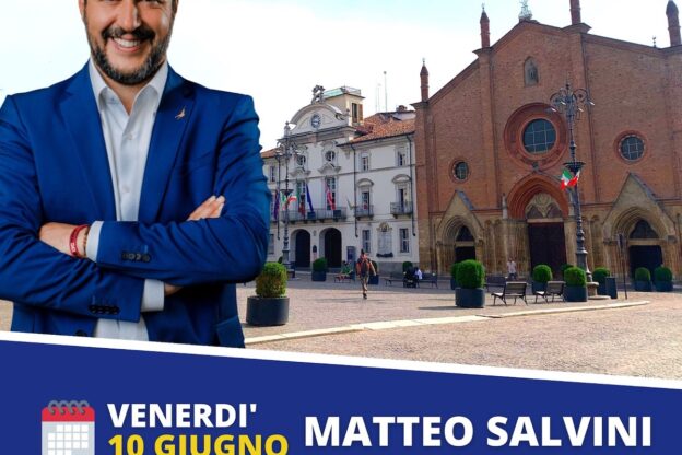 Matteo Salvini ad Asti venerdì 10 giugno