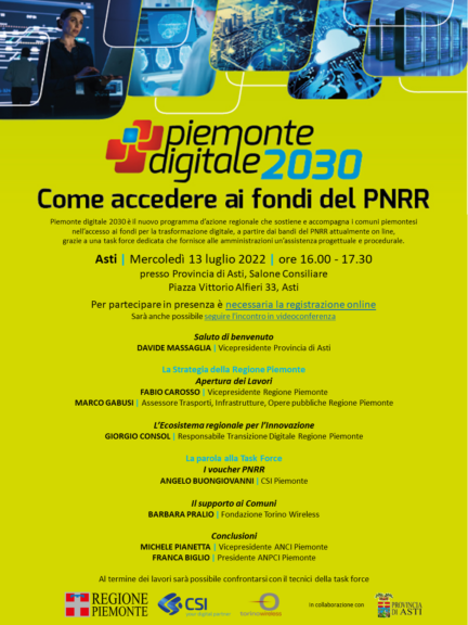 Ad Asti una tappa del road show Piemonte Digitale 2030