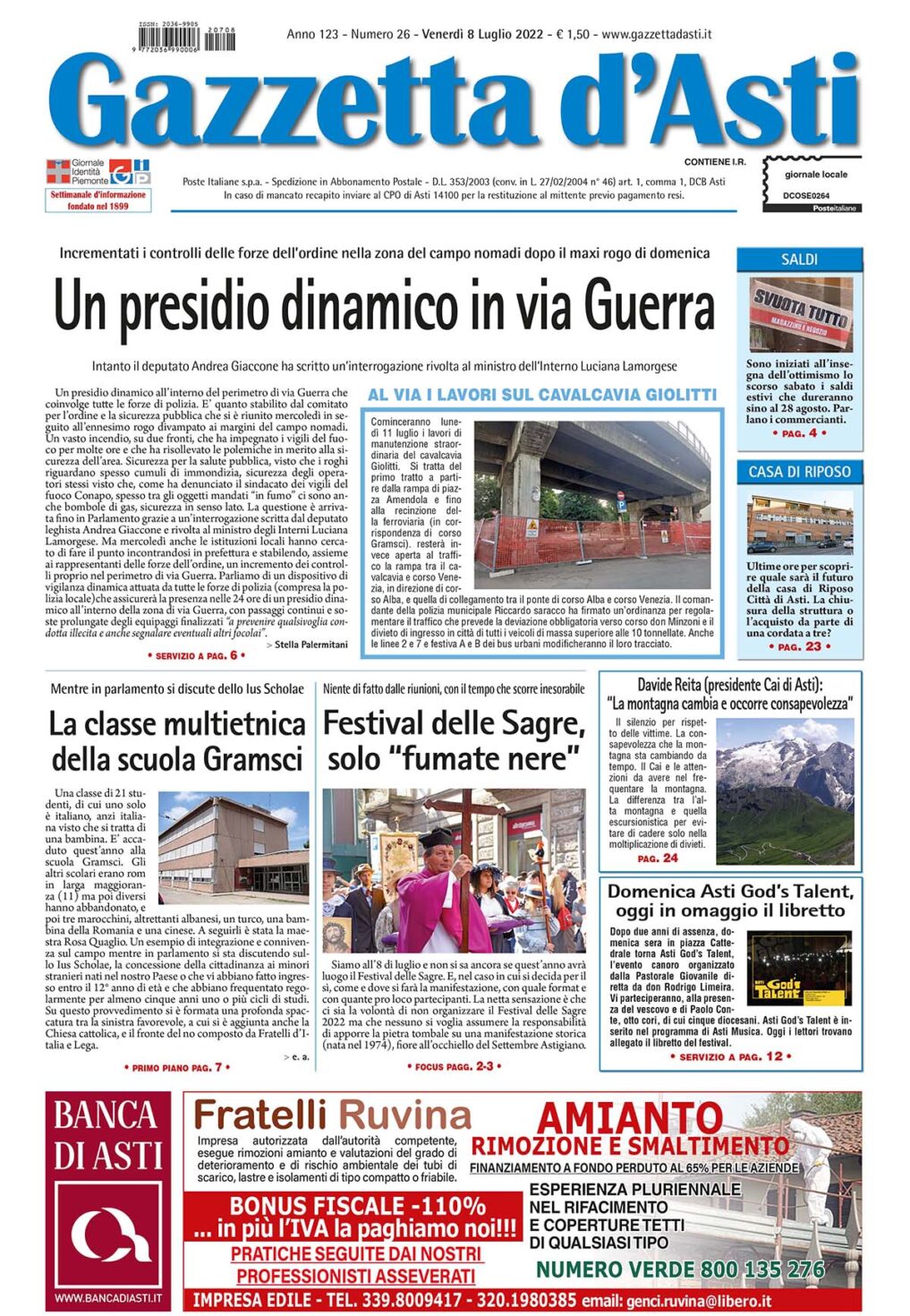 Prima pagina – 8 luglio 2022