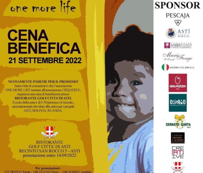 Cena benefica per sostenere il viaggio in Bolivia di One More Life