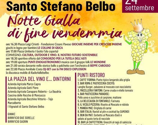 Santo Stefano Belbo, rinviata la notte gialla di fine vendemmia