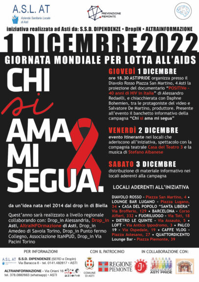 Giornata mondiale contro l’Aids: torna l’iniziativa dell’Asl At in bar e locali