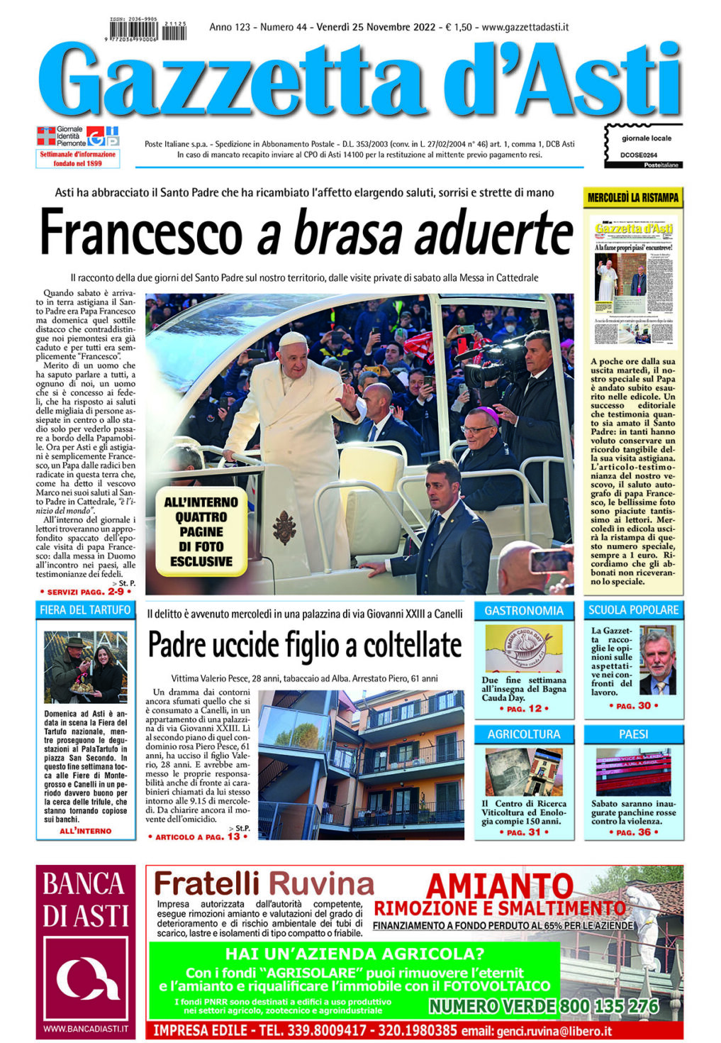 Prima pagina – 25 novembre 2022