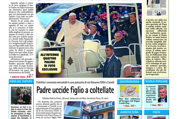 Da mercoledì la ristampa dello speciale Gazzetta d’Asti dedicato al Santo Padre