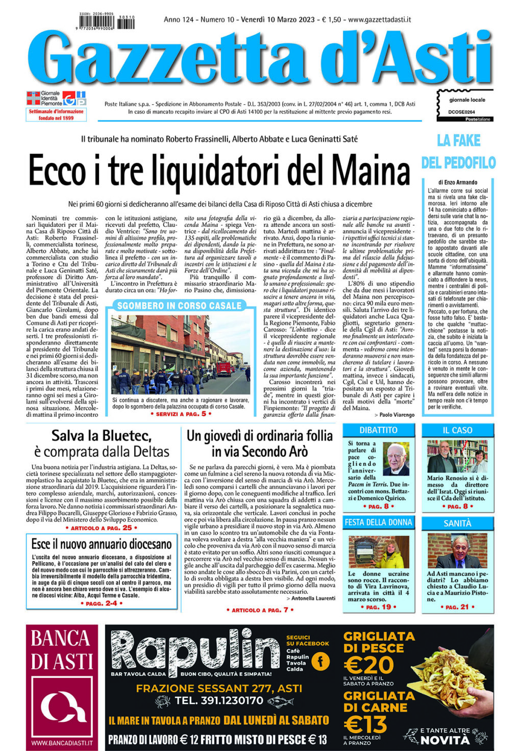 Prima pagina – 10 marzo 2023