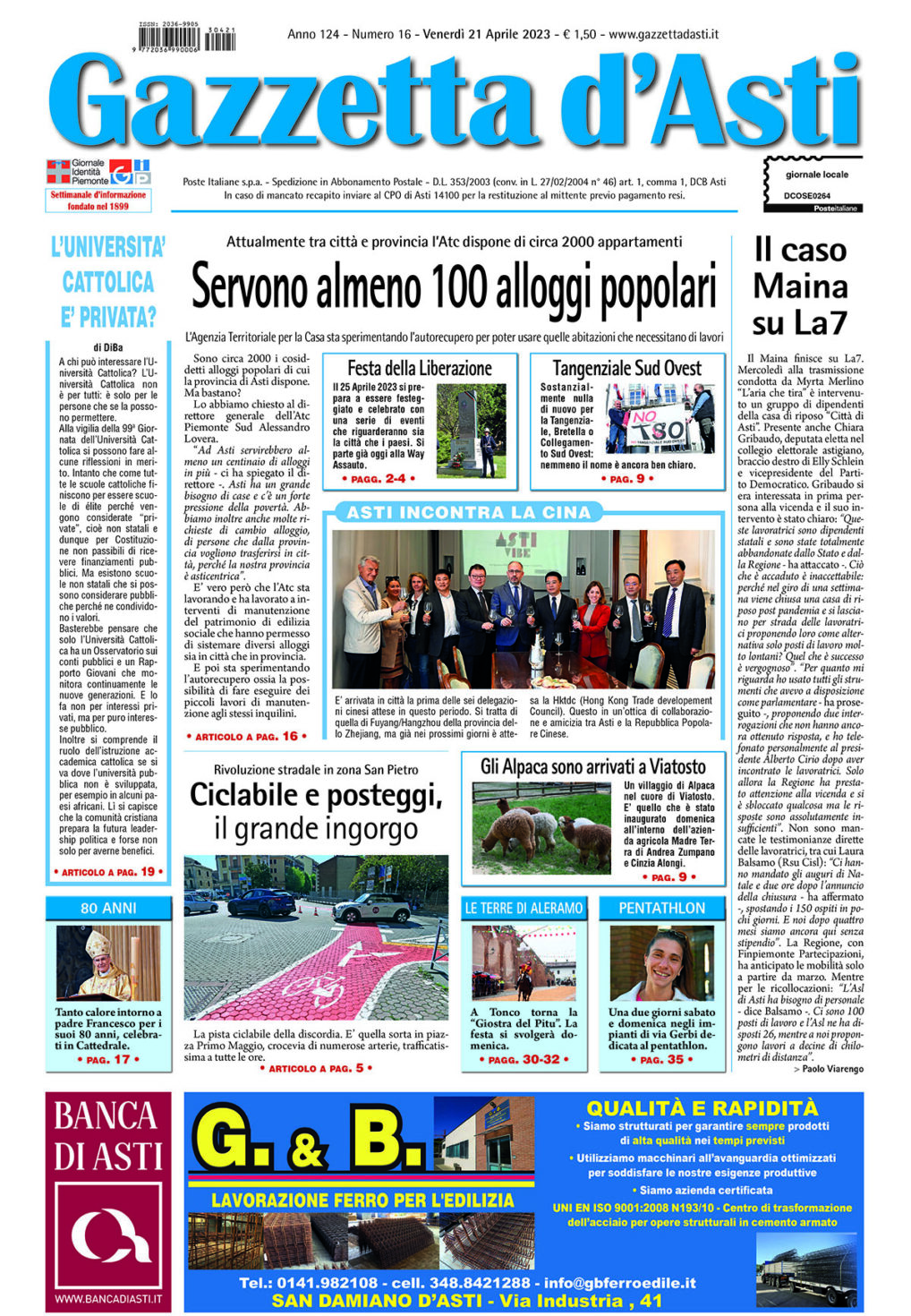 Prima pagina – 21 aprile 2023