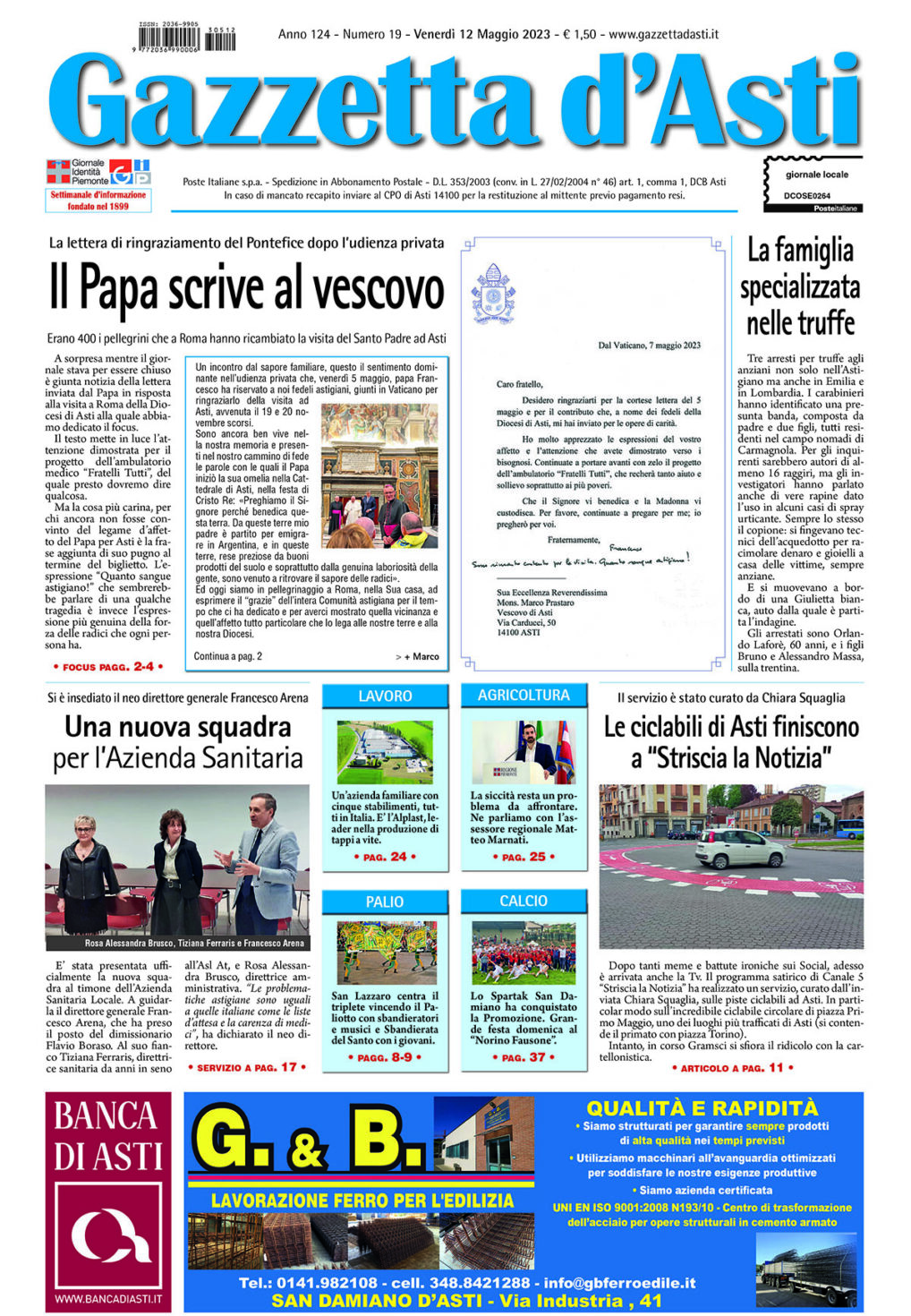 Prima pagina – 12 maggio 2023