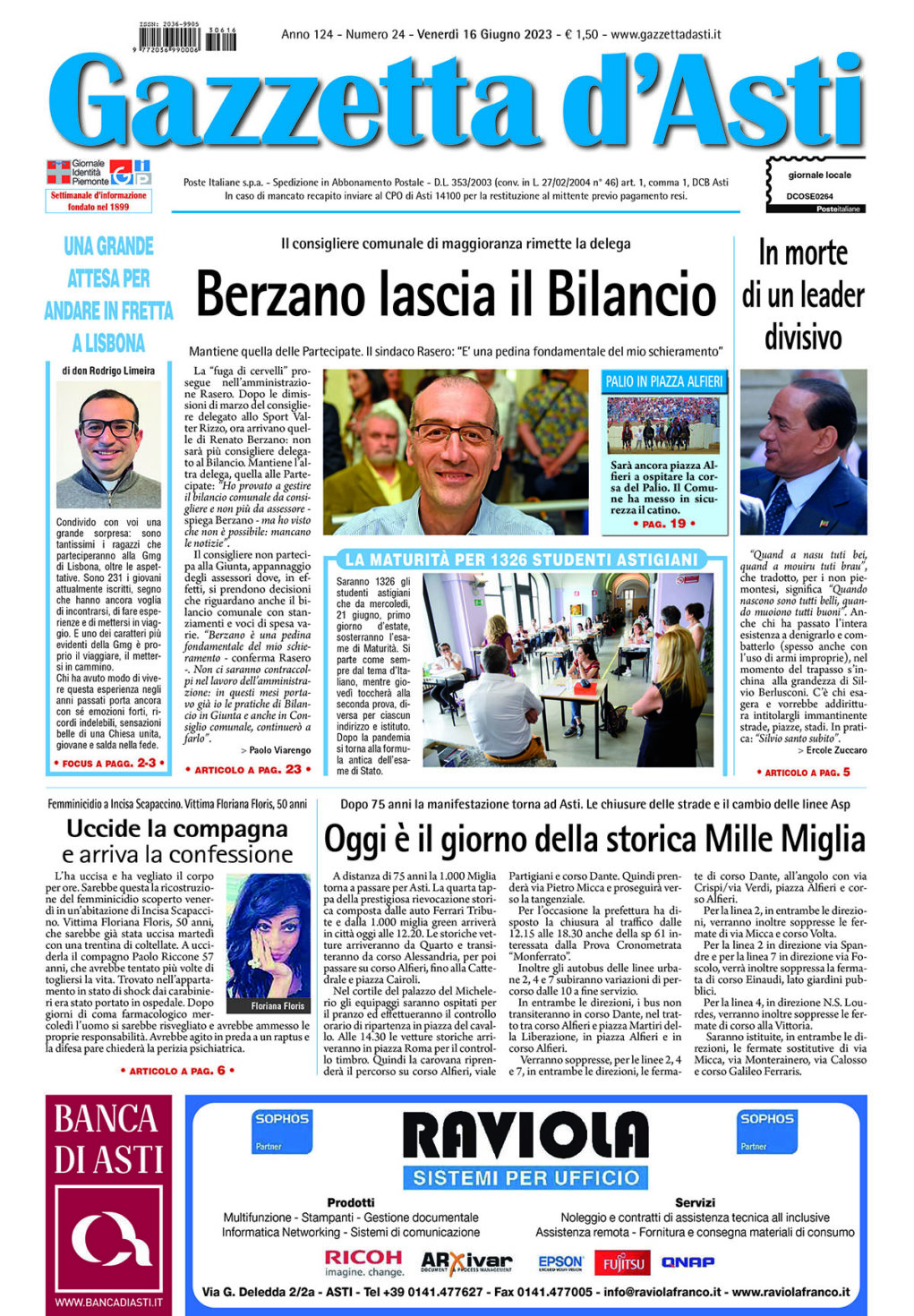 Prima pagina – 16 giugno 2023