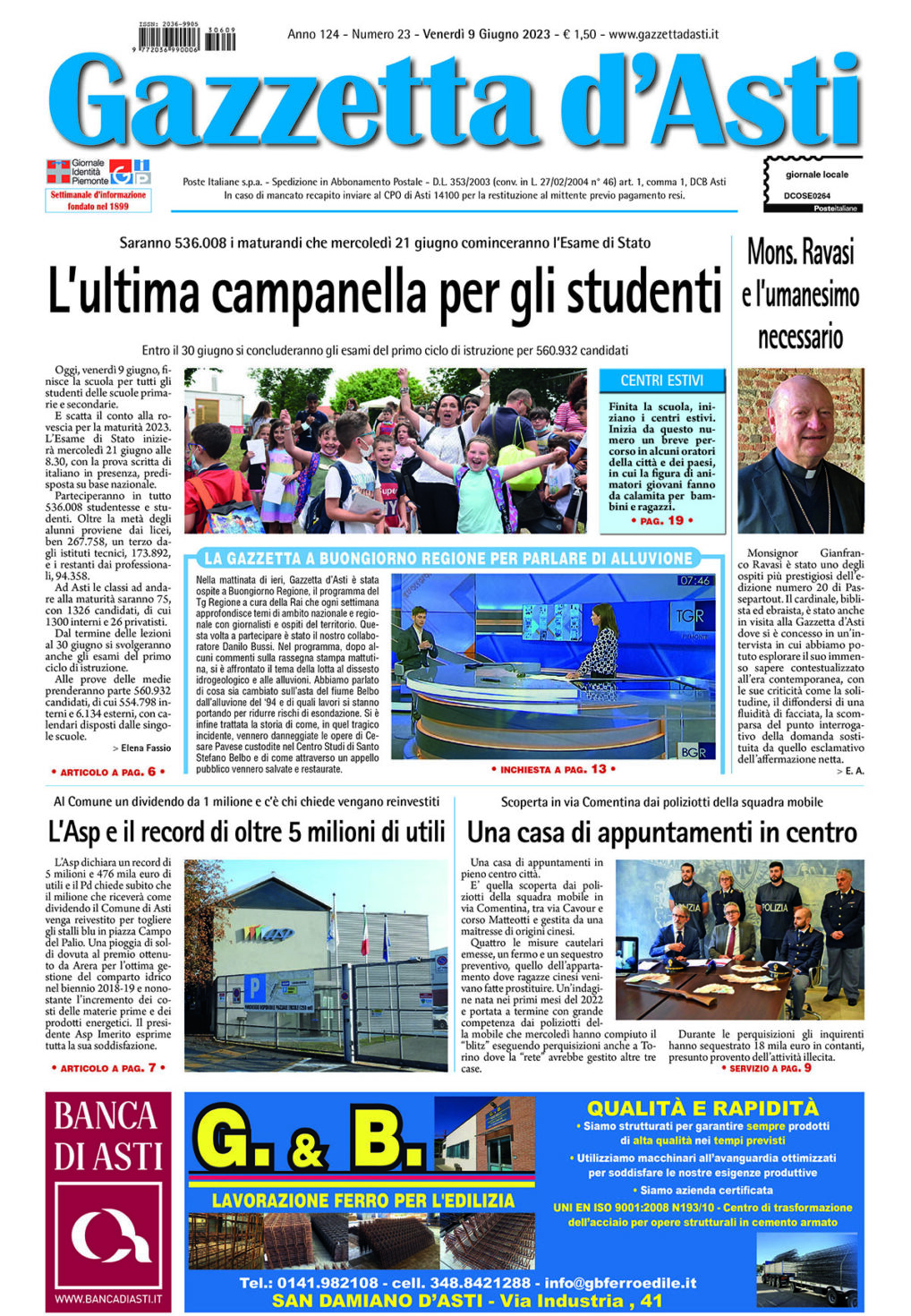 Prima pagina – 9 giugno 2023