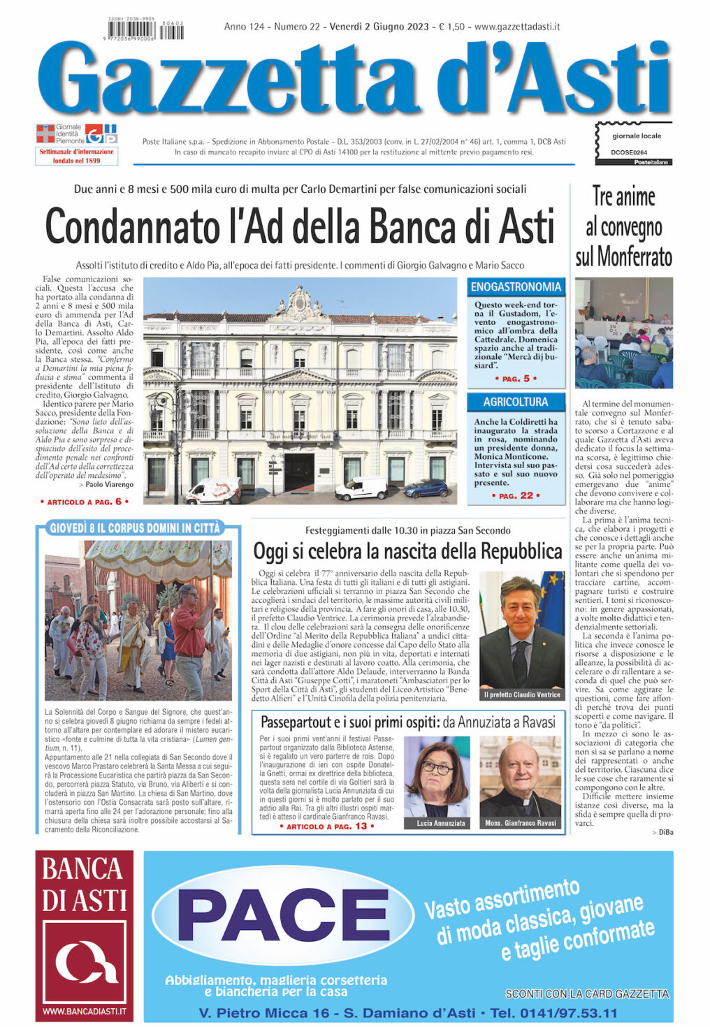 Prima pagina – 2 giugno 2023