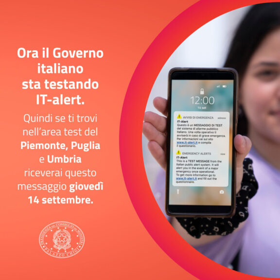 It-Alert: il 14 settembre in Piemonte il test del nuovo sistema di allarme pubblico