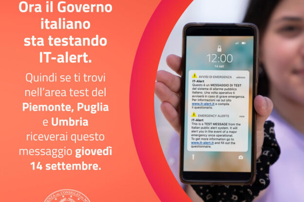 It-Alert: il 14 settembre in Piemonte il test del nuovo sistema di allarme pubblico