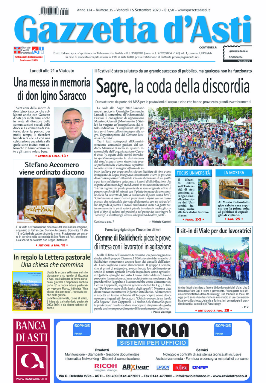 Prima pagina – 15 settembre 2023