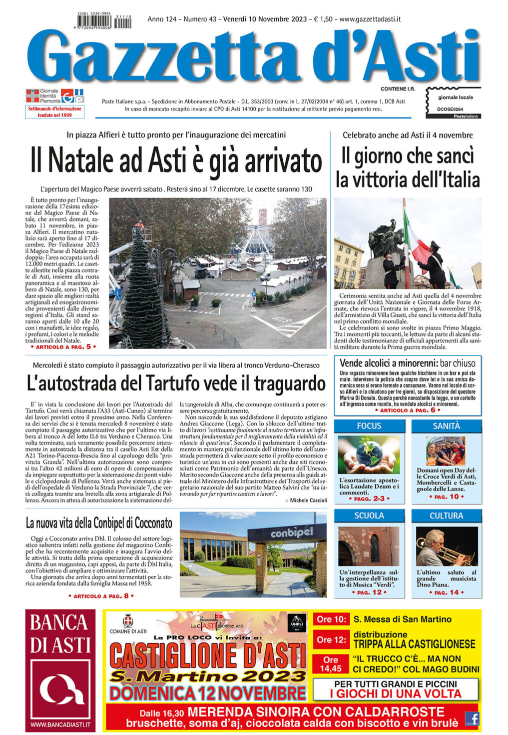 Prima pagina – 10 novembre 2023