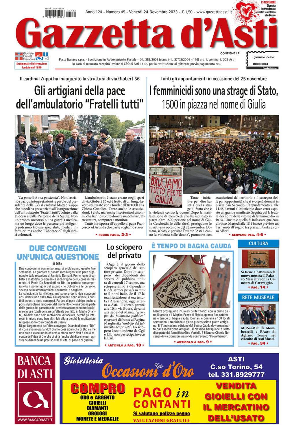 Prima pagina – 24 novembre 2023