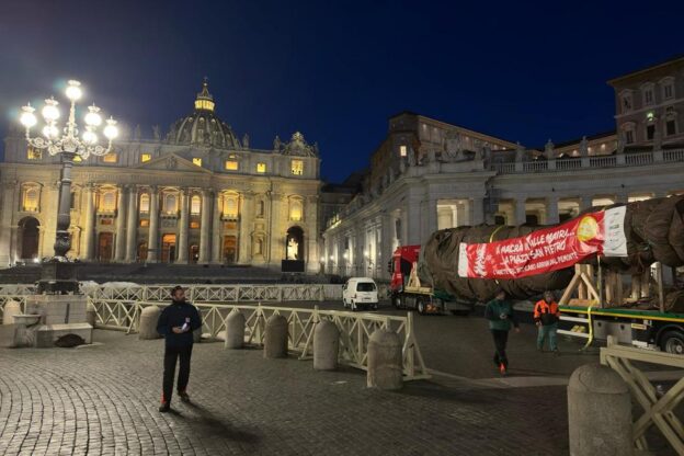 In piazza San Pietro l’albero di Natale donato dal Piemonte a Papa Francesco