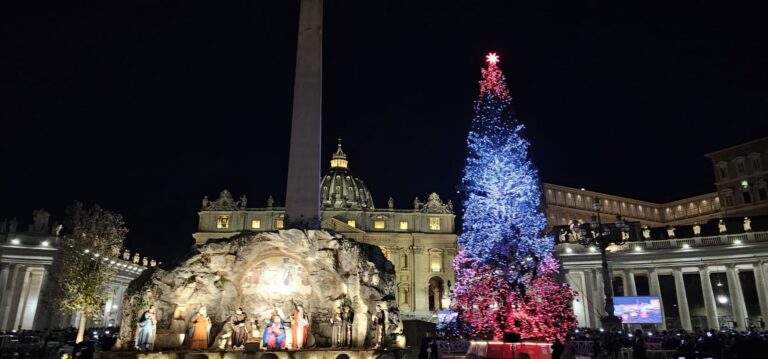 L’albero donato dal Piemonte brilla in piazza San Pietro in Vaticano