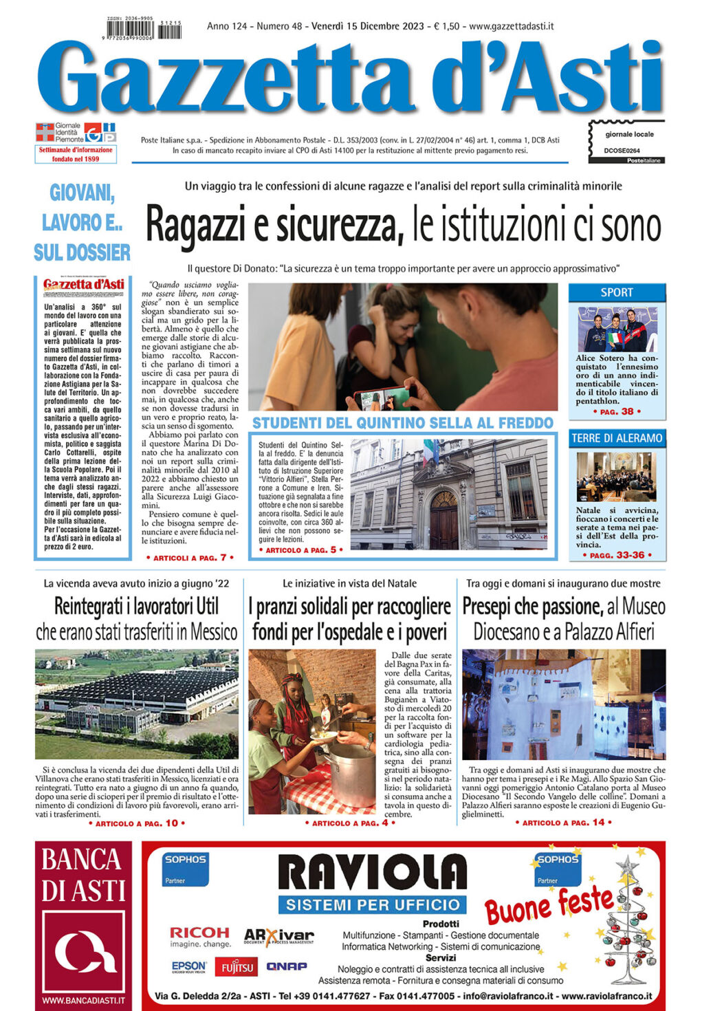 Prima pagina – 15 dicembre 2023