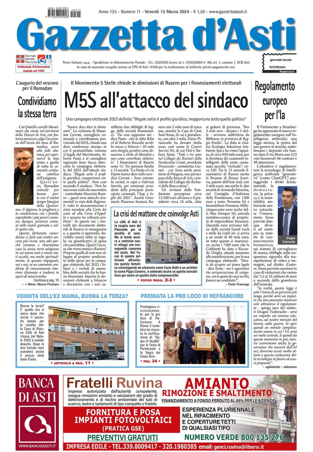 Prima pagina – 15 marzo 2024