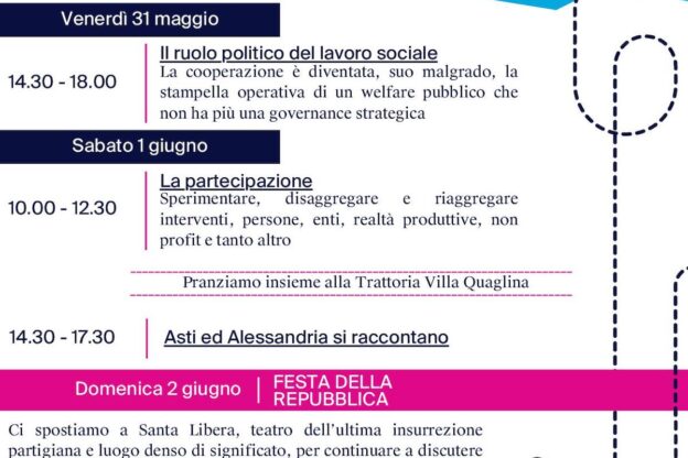 L’intrapresa sociale arriva ad Asti: a Villa Quaglina una tre giorni di incontri