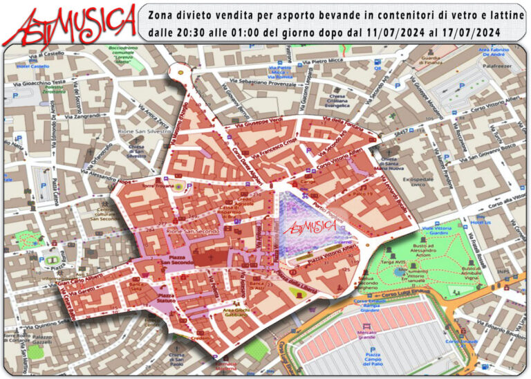 Per Astimusica c’è l’ordinanza del sindaco che vieta il vetro e le lattine