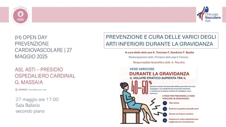 All’ospedale Massaia il 27 maggio visite gratuite in Chirurgia Vascolare