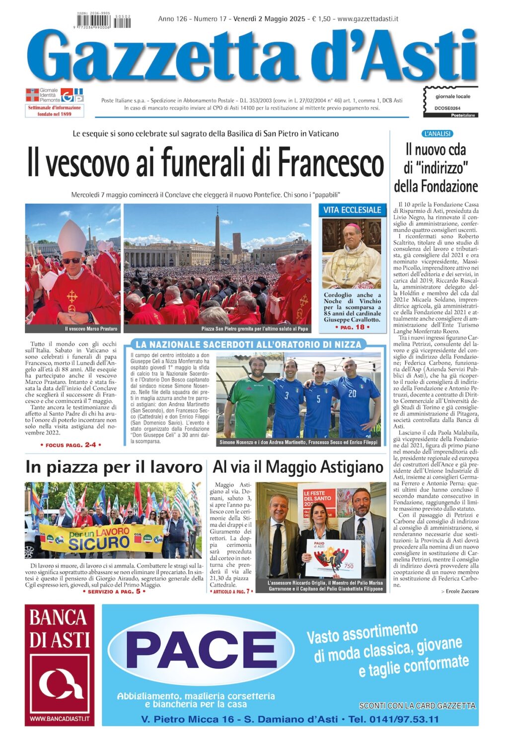 Prima pagina – 2 maggio 2025