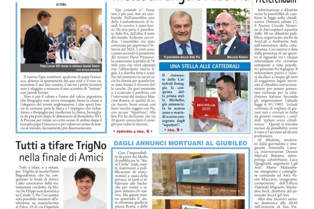 Prima pagina – 16 maggio 2025