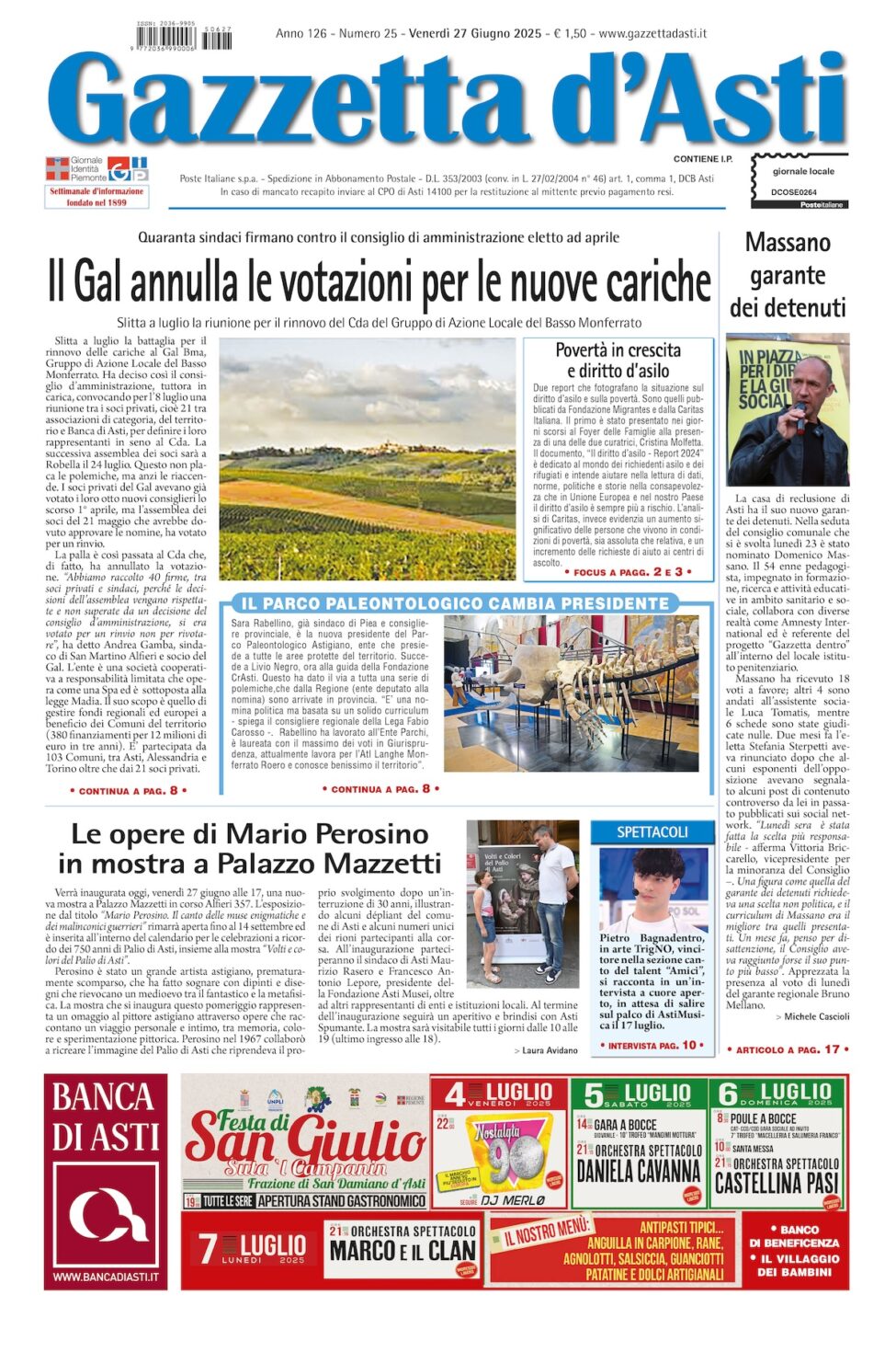 Prima pagina – 27 giugno 2025