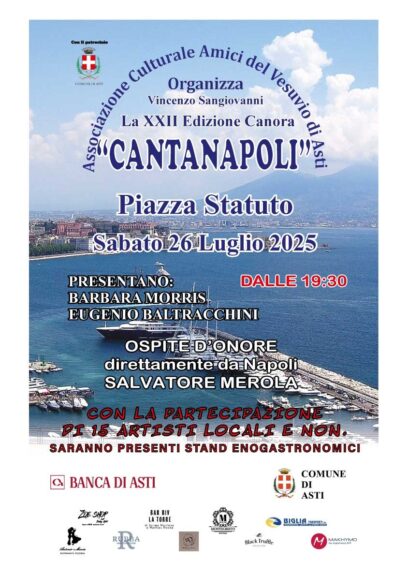 Torna il “Cantanapoli”, appuntamento sabato 27 luglio in piazza Statuto