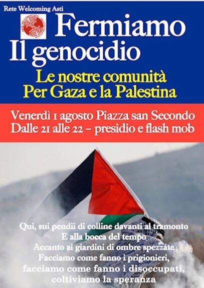 La Rete Welcoming Asti in piazza contro il genocidio di Gaza