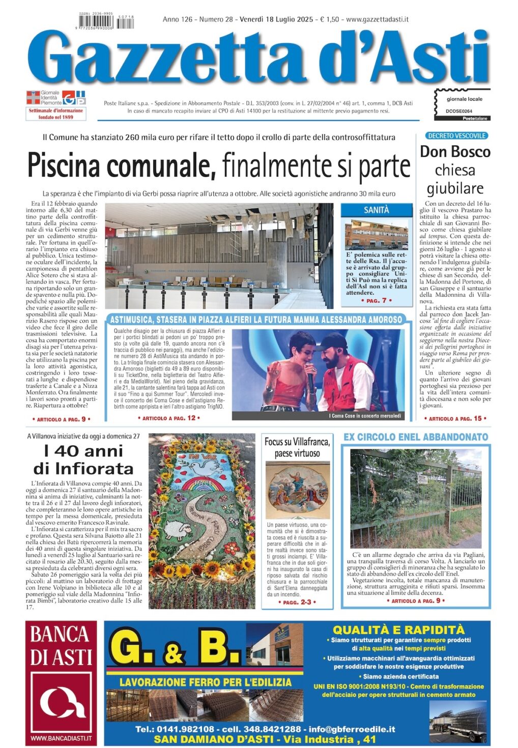 Prima pagina – 18 luglio 2025