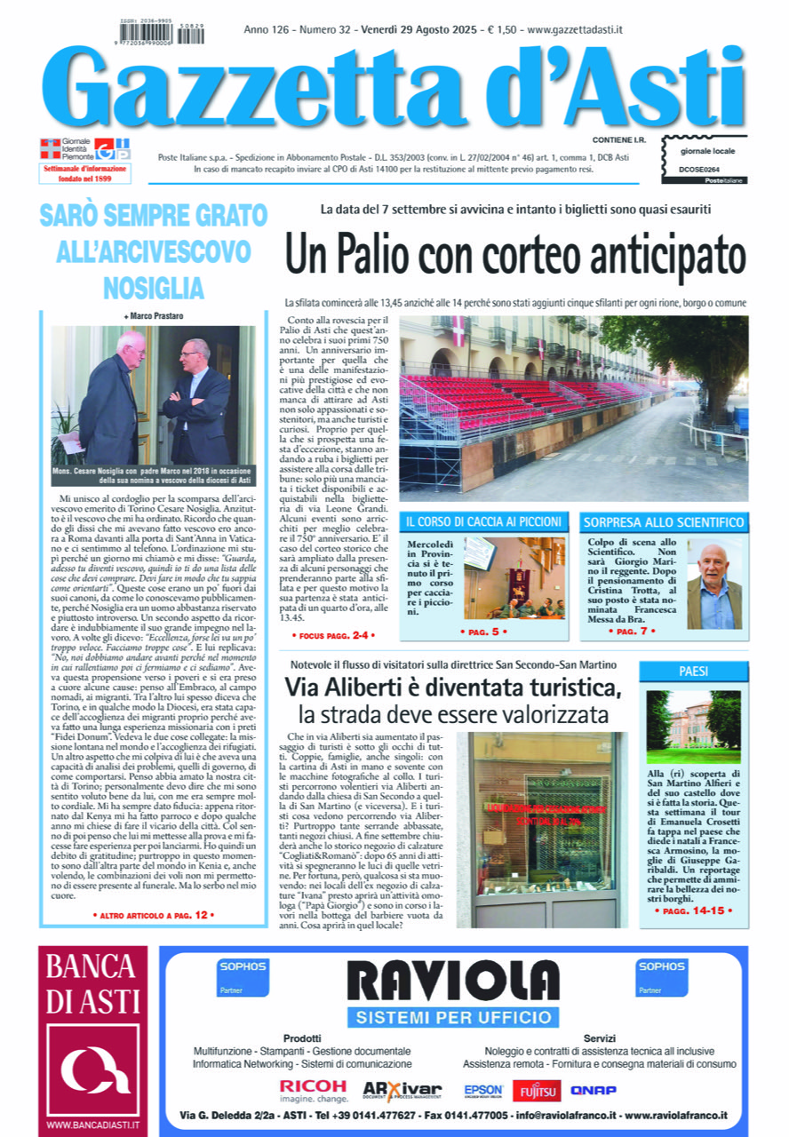 Prima pagina – 29 agosto 2025