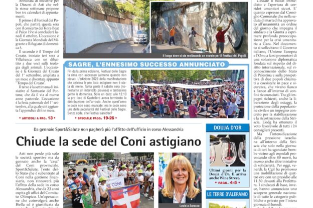Prima pagina – 19 settembre 2025