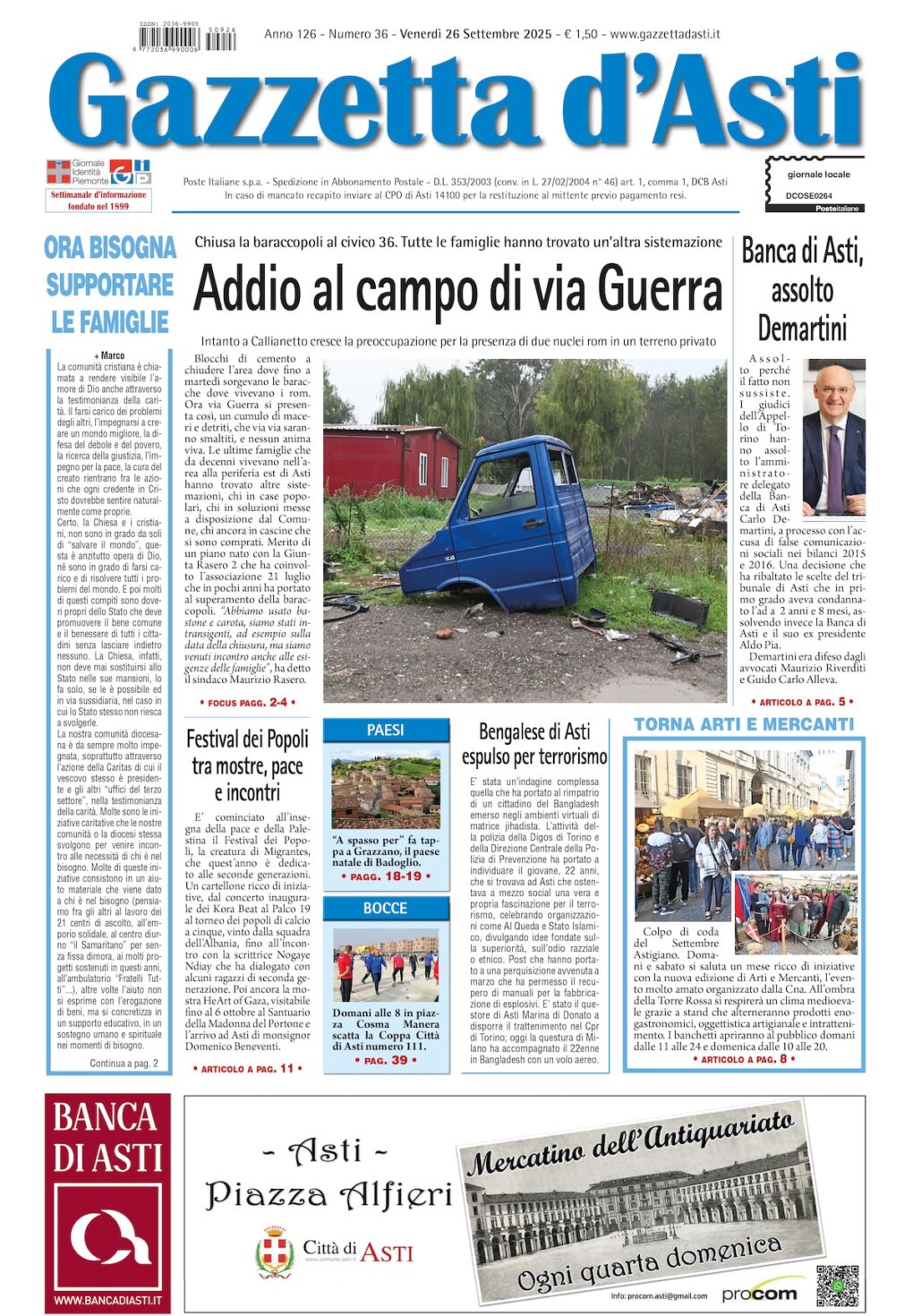 Prima pagina – 26 settembre 2025
