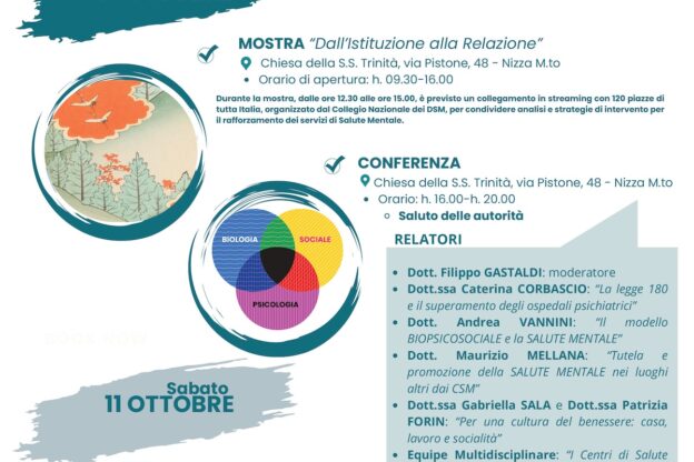 A Nizza Monferrato due iniziative per la Giornata sella Salute Mentale