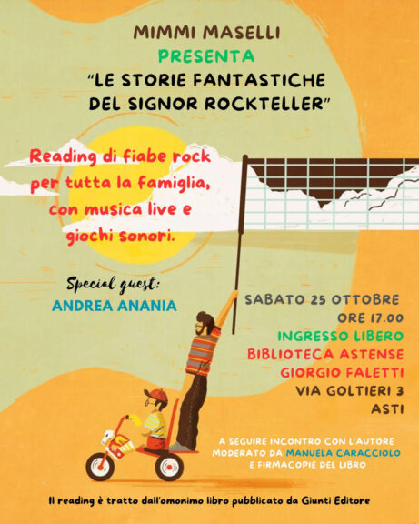 Asti: Mimmi Maselli presenta il libro “Le storie fantastiche del signor Rockteller” (Giunti Editore) in Biblioteca