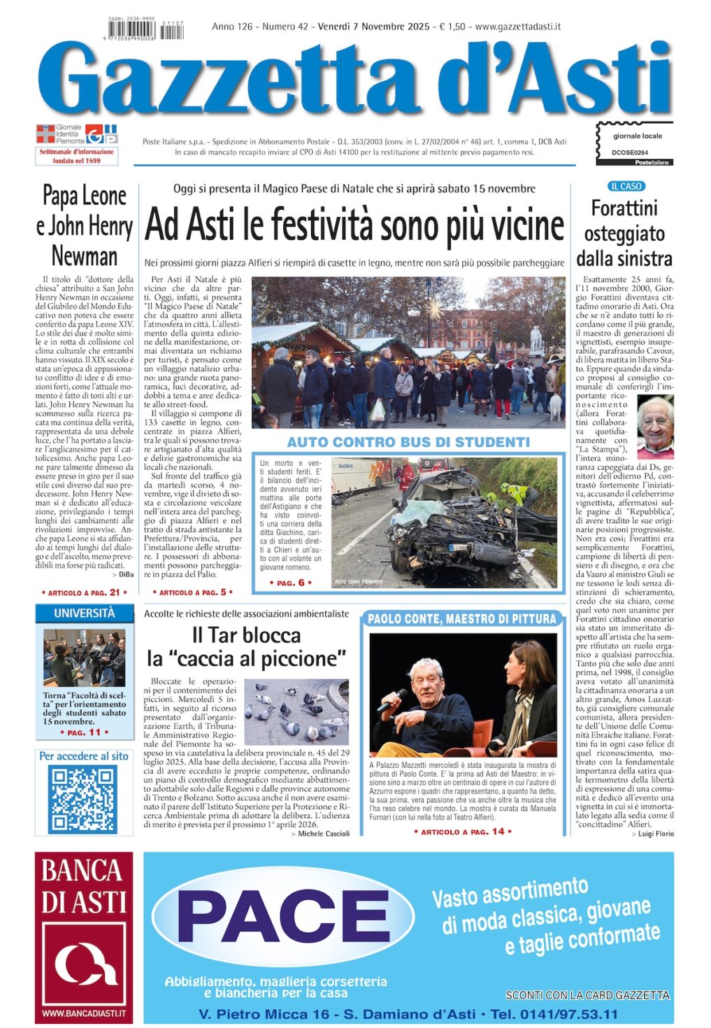 Prima pagina – 7 novembre 2025